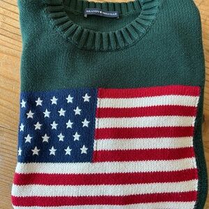 Brandy Melville Dark Green Nico American Flag Crewneck Sweater